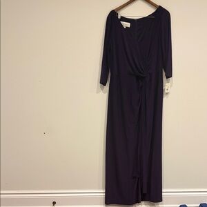 Oleg Cassini Deep Plum Wrap-Style Maxi Dress